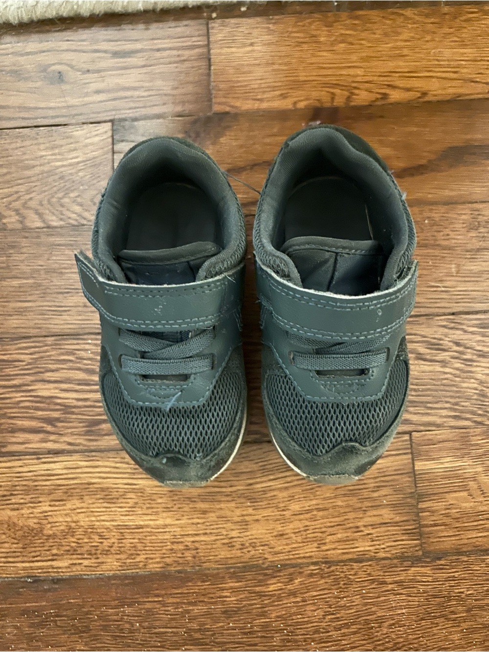 Kids Navy Blue Athletic Sneakers with Hook-and-Loop Strap